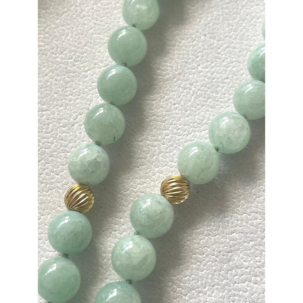 Vintage Aventurine Bead Necklace 32" Endless Strand Gold Tone Spacers 106g - Picture 3 of 7